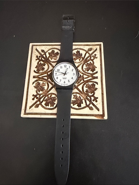 Swatch Other - 1994 Swatch Black Strap Watch with White Dial
